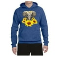 thumbnail image 2 of Elephant Sunflower Cute Love Animal Lover Unisex Graphic Hoodie Sweatshirt, Vintage Heather Blue, Large, 2 of 3