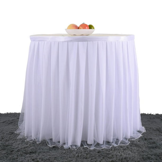 Jupe de Table de Fete Nappe Plissee Blanche Decoration de Table d Anniversaire Fournitures 3 Yards Walmart