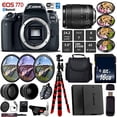 thumbnail image 1 of Canon EOS 77D DSLR Camera with 18-135mm is USM Lens + UV FLD CPL Filter Kit + 4 PC Macro Kit + Wide Angle & Telephoto Lens + Camera Case + Tripod + Card Reader - Intl Model, 1 of 5