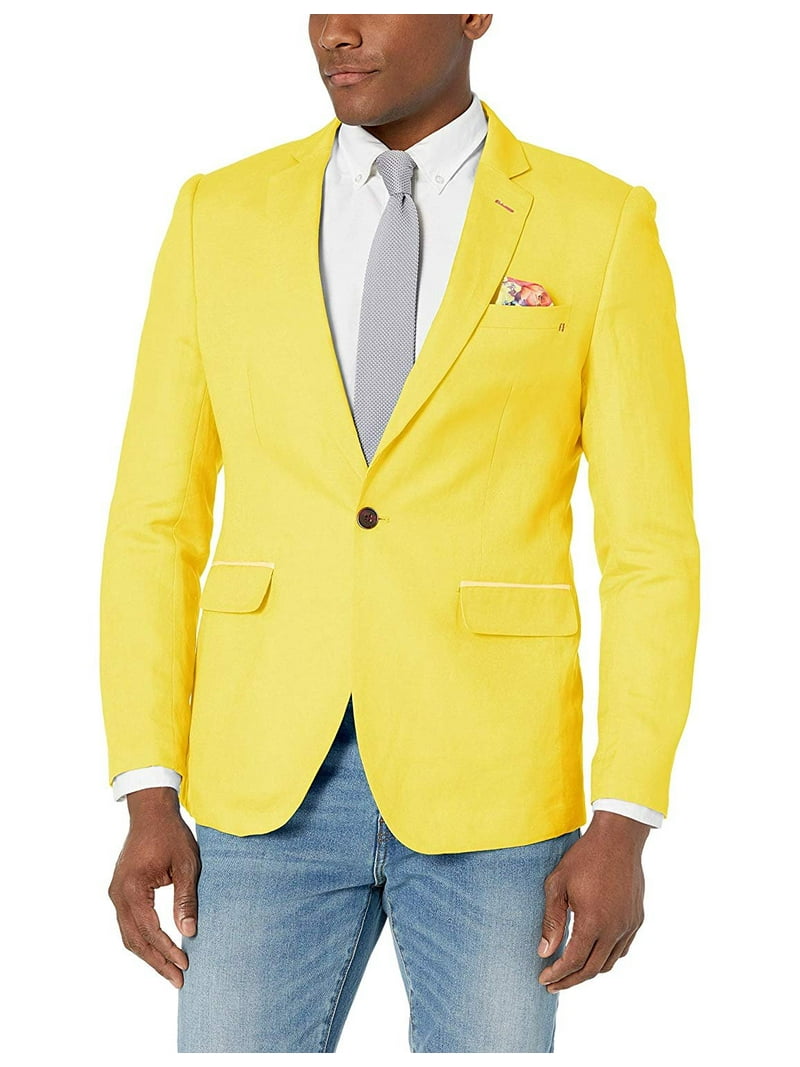 Azaro Uomo Men's Blazer Slim Dress Casual Linen Suit Sport Jacket