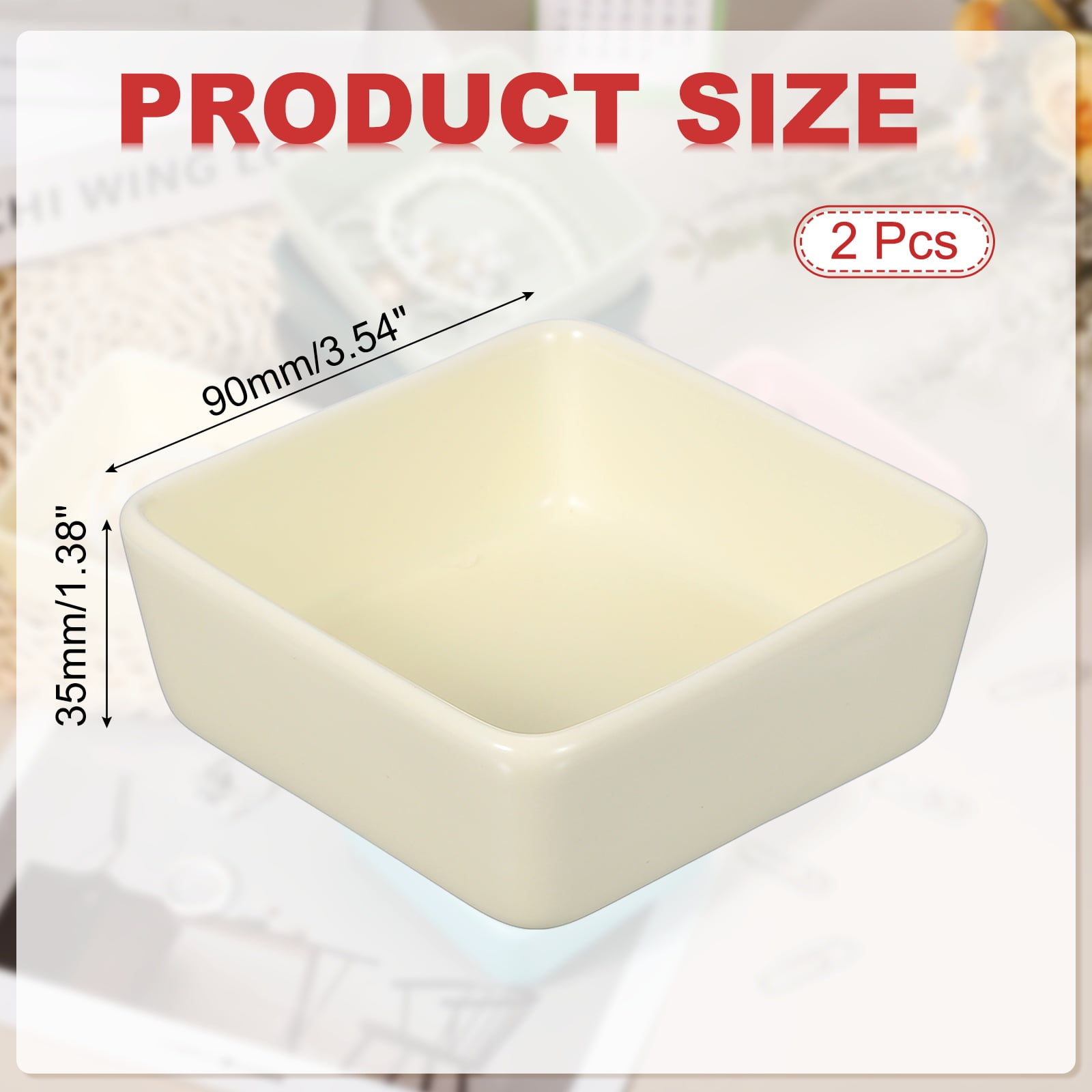 Uxcell Square Paper Clip Holders, 2 Pcs Ceramic Clip Dispenser Organizer Desk Organizer Accessories for Office Desktop Decor Bobby Pin Binder Paper Clamp, Beige
