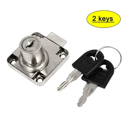 Unique Bargains Cabinet Cupboard Cylinder Deadbolt Drawer Lock Sliver Tone w 2 Keys