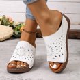 thumbnail image 4 of Women's Hollow Out Wedge Mules Comfortable Platform Sandals Slip On Open Toe Clogs Lightweight Non Slip Beach Slides White Size 9, 4 of 8