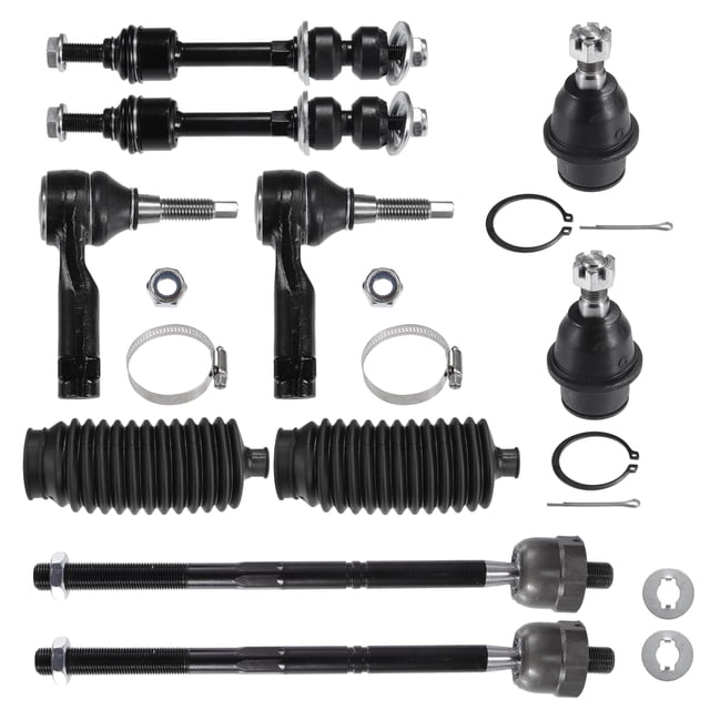 Kit de 10 piezas de barra estabilizadora delantera, extremos de varilla de dirección interior y exterior, kit de rótula inferior para Ford F-150 2005-2008 2WD SOLO Negro