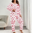 thumbnail image 7 of FDGIU ‌‌‌‌Women's Plus Size Valentine Pajama Set - 2 Piece Long Sleeve Button Down Sleepwear with Heart Print, 7 of 7