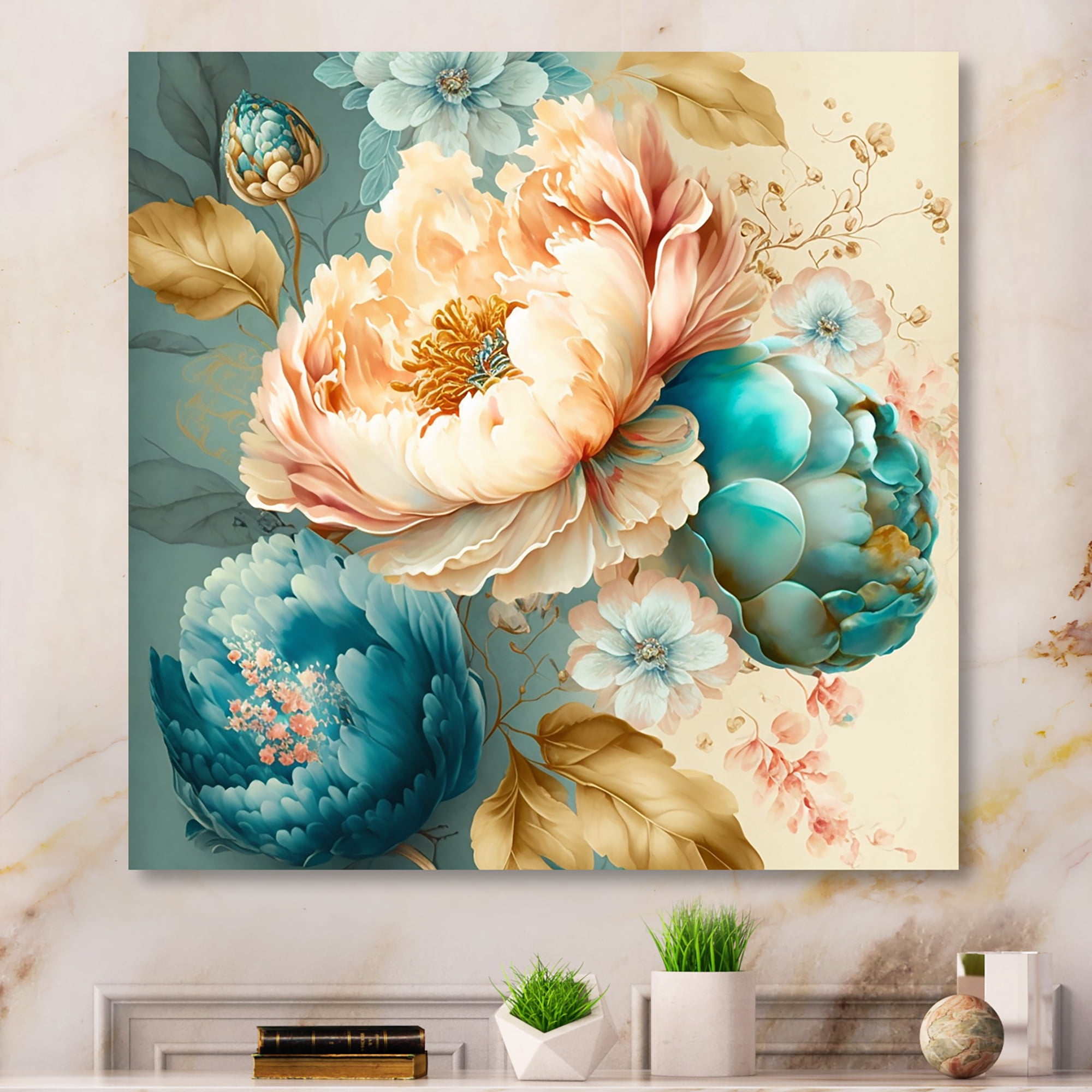 Designart Multi-Color Blooming Flowers V Canvas Wall Art