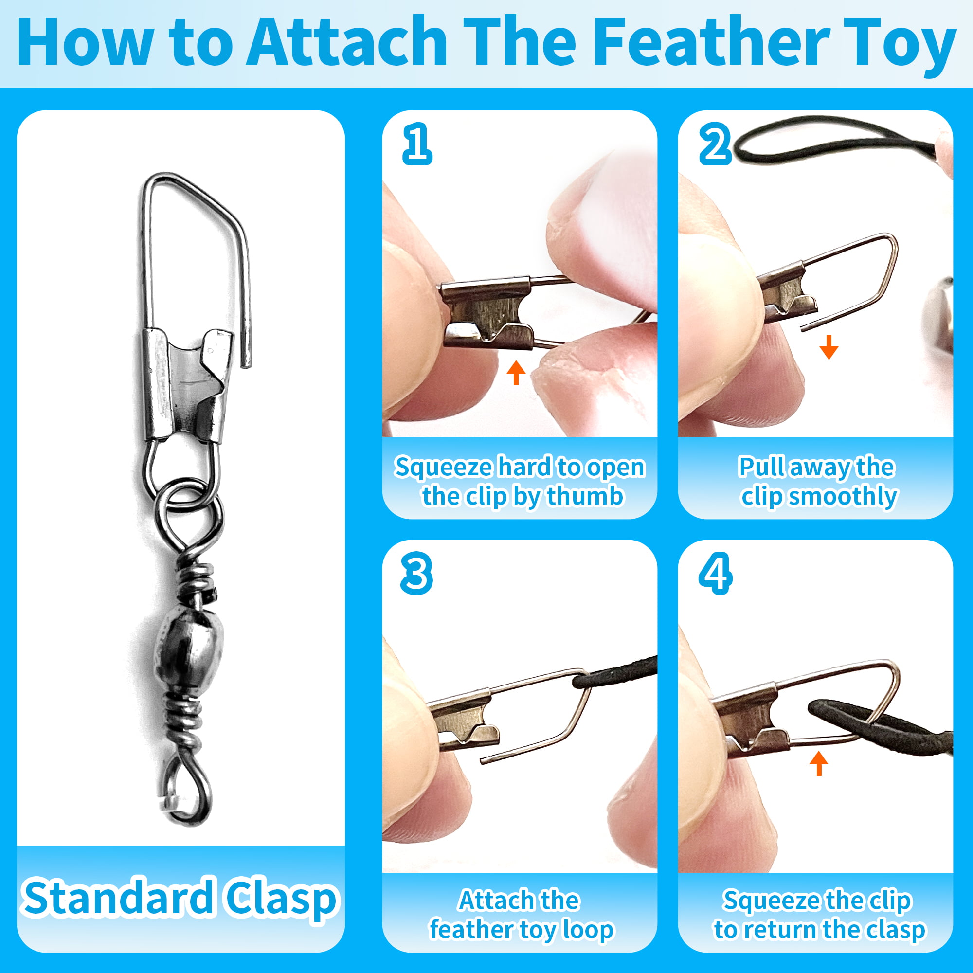 Petstie Cat Feather Teaser Toy, 2PCS Retractable Cat Wands,11PCS