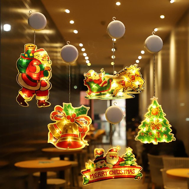 Christmas Suction Cup LED Lights, Window Display Decorative Lighting for Indoor Holiday Home Decor