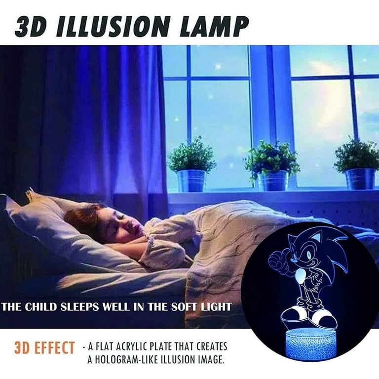 YARRD Sonic Night Light for Kids Sonic Lamp Sonic Led Night Lights 3D Sonic  Lamps for Boys Room Sonic Light