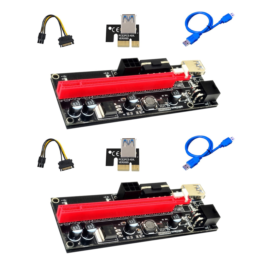 6 Pack PCI-E  1X TO 16X GPU Mining Extender Riser Multi-interface Adapter LED 