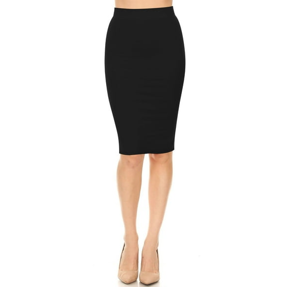 Women's Pull On High Waist Casual Office Bodycon Solid Pencil Skirt S-3XL