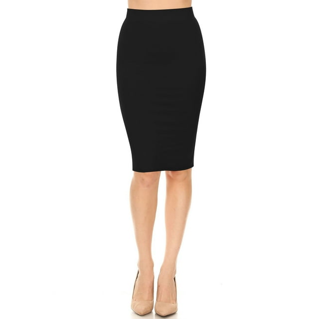 Women's Pull On High Waist Casual Office Bodycon Solid Pencil Skirt S ...