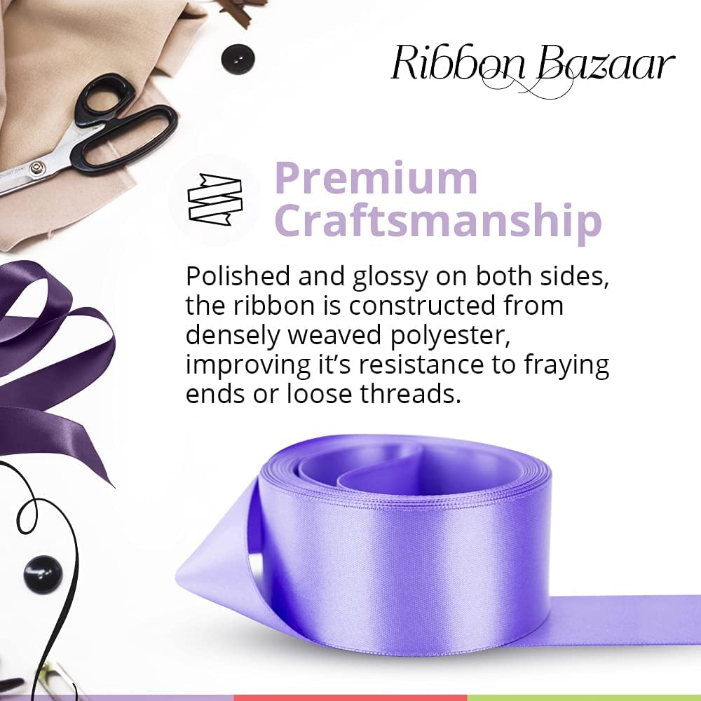 Ribbon Bazaar Double Faced Satin 1-1/2 inch Amethyst 50 yards 100% Polyester Ribbon