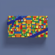 Gleaming Life Gift Wrap Paper for Lego with Ribbon, 2 Sheets, 20x28 Inch