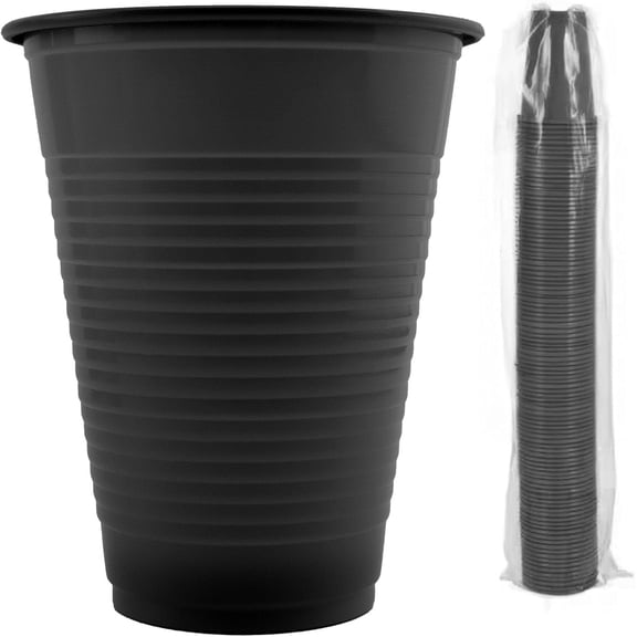 Disposable Plastic Cups, 5 oz, 100 Pack – Black