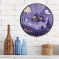 thumbnail image 6 of 9.5in Acrylic Wall Clock with Glass-like Finish Round Clock for Home Decoration Purple Halloween-themed Background, 6 of 9