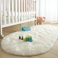 thumbnail image 6 of Softlife Cute Fluffy Oval Rug for Bedroom Soft Carpet, 2.6' x 5.3' , Off-White, 6 of 8
