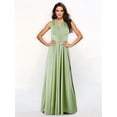 thumbnail image 6 of Women'S Multi-Wear Multi-Rope -Back Strap Dress Solid Color High Waist Sleeveless Maxi Dress Grass Green L, 6 of 7