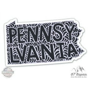 Pennsylvania Shape Cute Letters Native Local - 3" Vinyl Sticker - For Car Laptop I-Pad Phone Helmet Hard Hat - Waterproof Decal