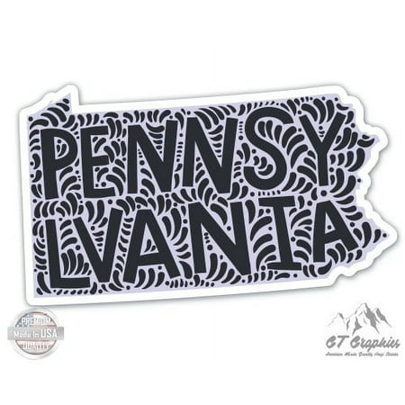 Pennsylvania Shape Cute Letters Native Local - 3" Vinyl Sticker - For Car Laptop I-Pad Phone Helmet Hard Hat - Waterproof Decal
