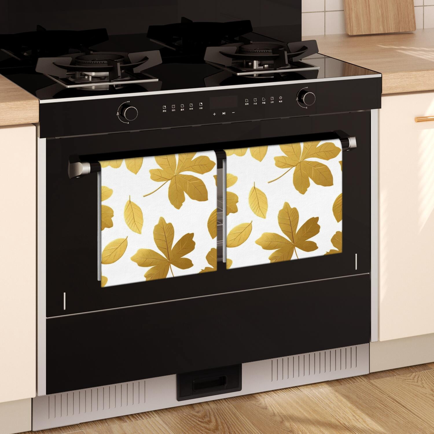 6 Pcs Funny Kitchen Towels,Golden Leaves Pattern Microfiber Dish Towels,Kitchen Tea Towels,Kitchen Towel Set (18" X 26")