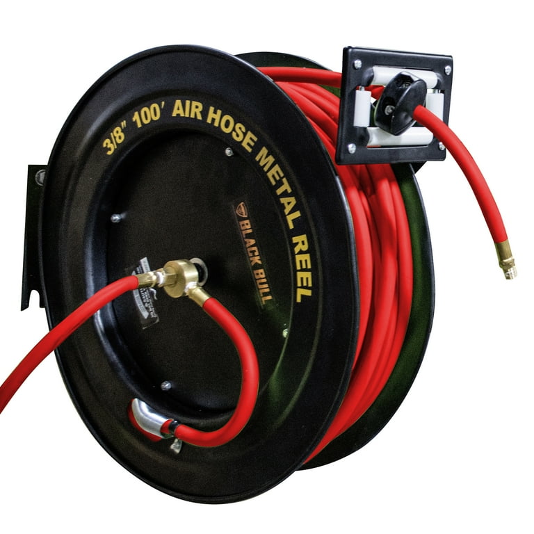 Black Bull 100 Foot Retractable Air Hose Reel with Auto Rewind Black Bull 100 Foot Retractable Air Hose Reel with Auto Rewind