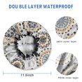 thumbnail image 3 of Shower Caps,Beige Ethnic Mandala Pattern Waterproof Shower Cap for Women 4 Pieces,Double Reusable Hair Cover for Shower PEVA Elastic Stretch Hem, 3 of 7