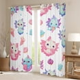 thumbnail image 2 of Homewish Cartoon Axolotl Curtains Pack of 2 (42x84 Each) for Kids Girls, Kawaii Ice Cream Donut Curtains Blackout, Cute Animal Wildlife Bedroom Curtains, White Room Decor, 2 of 6