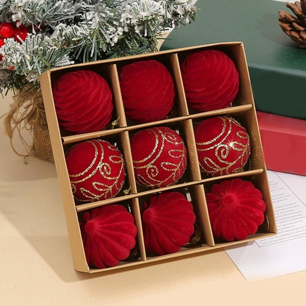 Uuiauoio Flocked Velvet Christmas Tree Ball Ornaments Set, Decorative Hanging Baubles, Christmas Balls Ornaments,Christmas Tree Decorations Can Also Be Used For Other Party