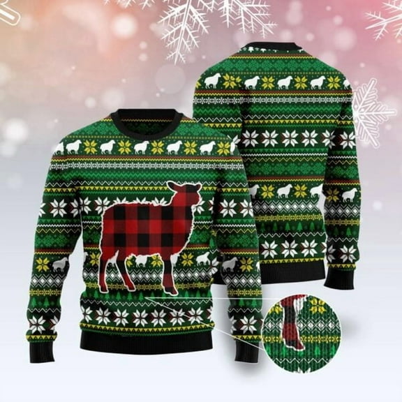 Sheep Red Plaid 3D Christmas Sweater, Funny Xmas Sweater, Sweater Xmas