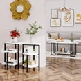 thumbnail image 6 of furlinkhm Coffee Table Set of 3,Rectangle Coffee Table&2 Accent Table,Faux Marble Tabletop,3 Piece Living Room Table Sets with Multi Tier Storage, for Small Space, Apartment,White & Black, 6 of 9