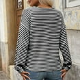 thumbnail image 5 of TFEOQRY Women's Button V Neck Top Striped Knit Long Sleeve Casual Pullover Fall Winter Sweaters Black, 5 of 7