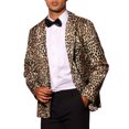 thumbnail image 1 of INSPIRE CHIC Animal Printed Blazer for Men's Slim Fit One Button Sports Coats L Brown, 1 of 5