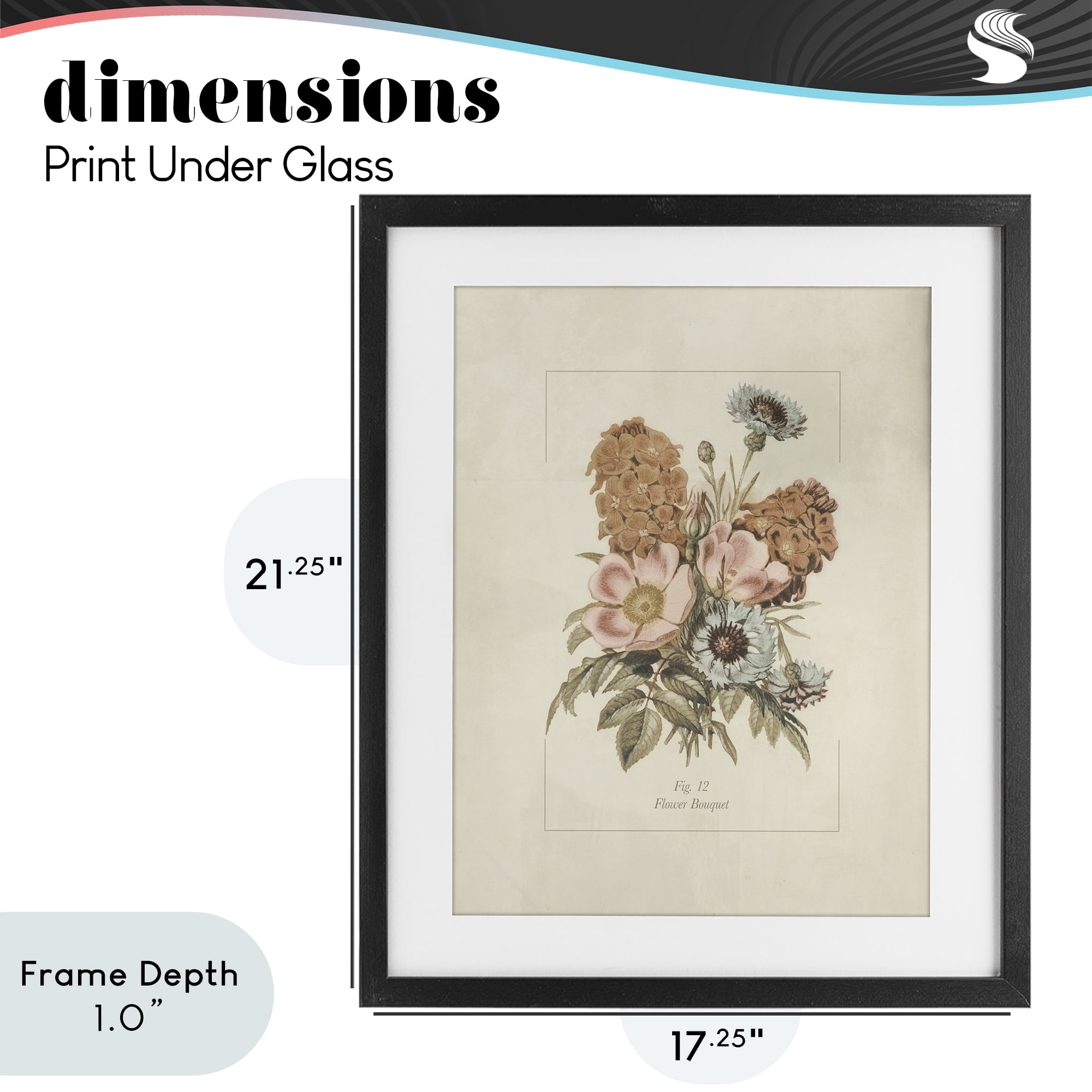 Stupell Industries Flower Bouquet Vintage Blossoms Black Framed Print Under Glass, design by Dan Meneely