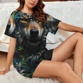 thumbnail image 4 of Rateoe Realistic Style Colorful Wolf Pattern Women's Short-Sleeved Pajama Set - 2 Piece Soft and Lightweight Sleepwear Set-4X-Large, 4 of 7