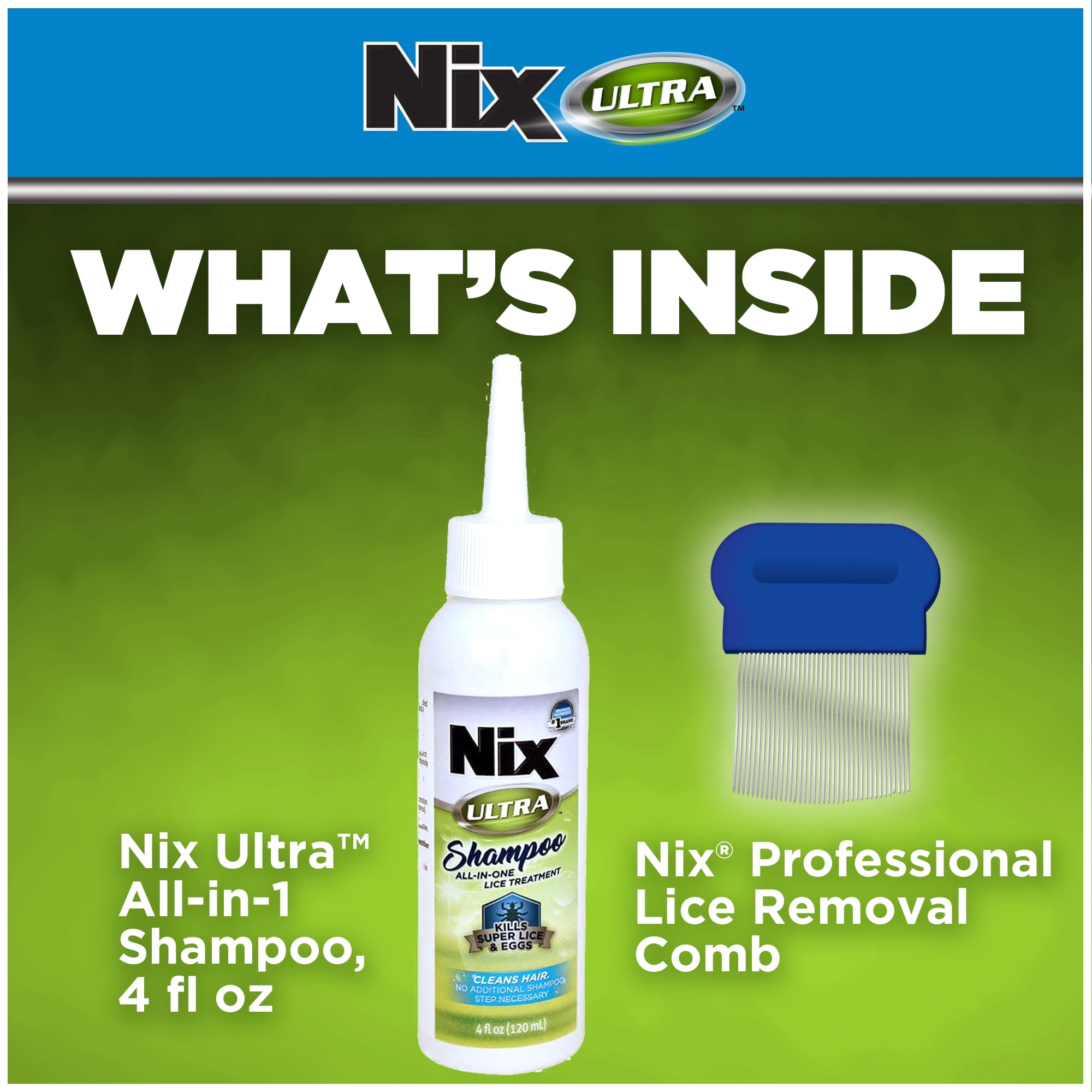 Nix Ultra All In 1 Super Lice Shampoo 4 Fl Oz And Lice Egg Removal Comb Walmart Com Walmart Com