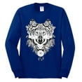 thumbnail image 2 of Drawn Tribal Wolf Animal Lover Mens Long Sleeve Shirt, Royal, Medium, 2 of 3