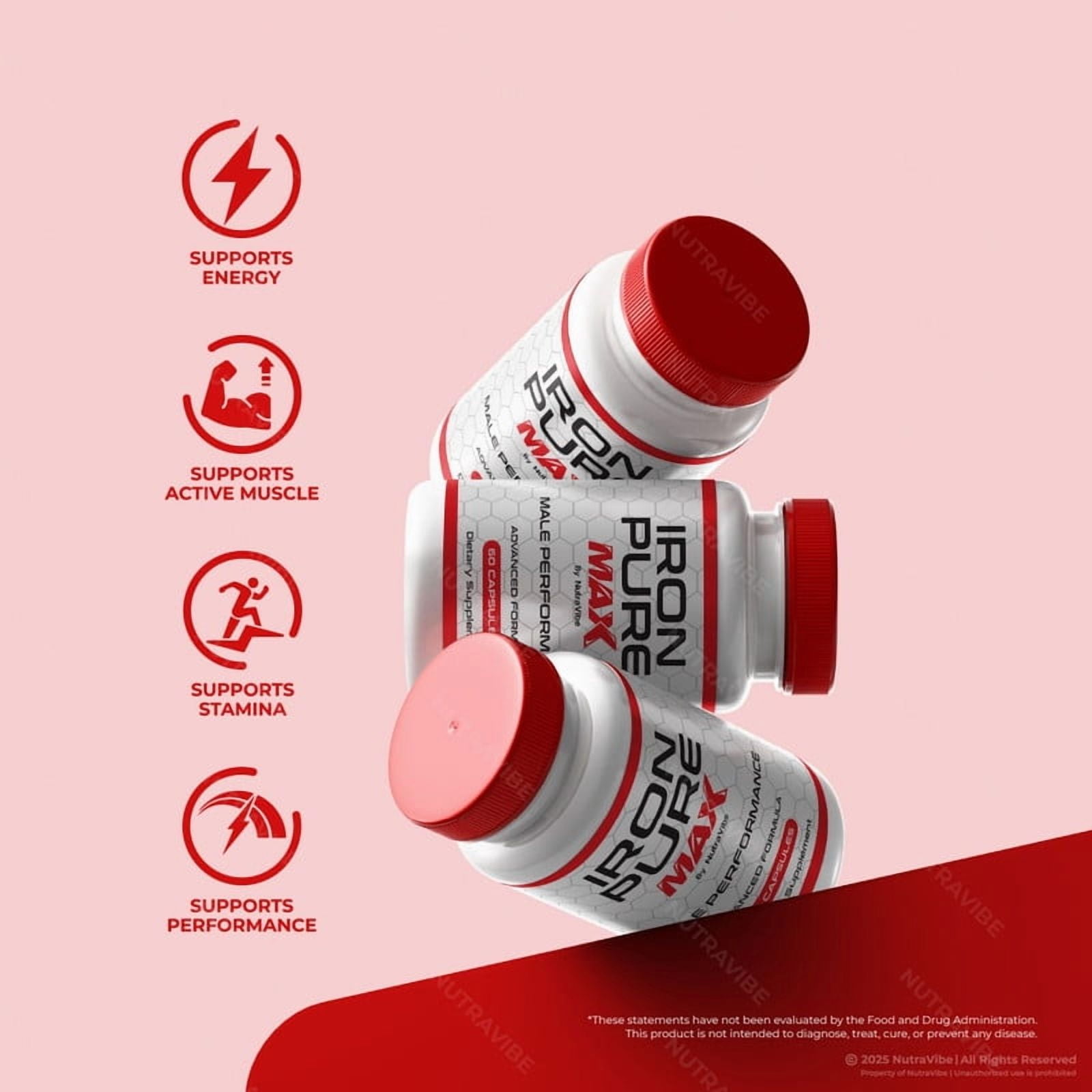 (3 Pack) Iron Pure Max – Original IronPure Max Capsules with a Natural Daily Blend for Energy & Wellness |Clean, Gentle, Easy-to-Swallow Pills (180 Capsules)