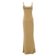 thumbnail image 5 of Rvkxad Womens Dresses Summer Under $10 Maxi Bodycon Dress Slim Fitting Sleeveless Dress Casual Summer Spaghetti Strap Sexy Tight Slip Long Dresses Khaki M, 5 of 5