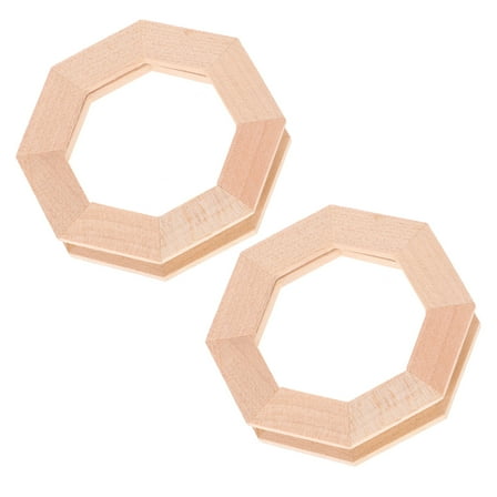 2pcs Dollhouse Octagon Window 1:12 Dollhouse Decor Miniature Octagon Wooden DIY Furniture Accessories for Creative Play