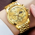thumbnail image 4 of OLEVS Mens Watches Chronograph Business Dress Quartz Stainless Steel Waterproof Luminous Date Wrist Watch For Men Gold Dial, 4 of 11
