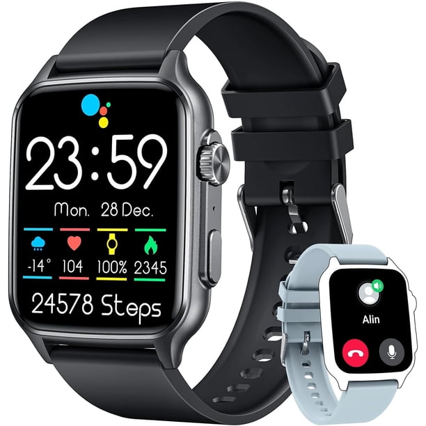 Reloj Inteligente para Hombres Responder Llamada - Smartwatch Sport Pulsera Inteligente con Pantalla táctil Impermeable de 2.0 Pulgadas con Monitor de sueño, podómetro de Ritmo cardíaco, rastreador de Ejercicios para Android iOS JM reloj inteligente