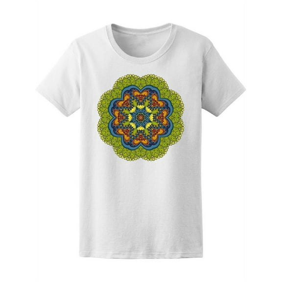 Cute & Colorful Floral Mandala T-Shirt Women -Image by Shutterstock, Female x-Large