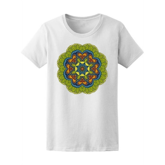 Cute & Colorful Floral Mandala T-Shirt Women -Image by Shutterstock, Female x-Large