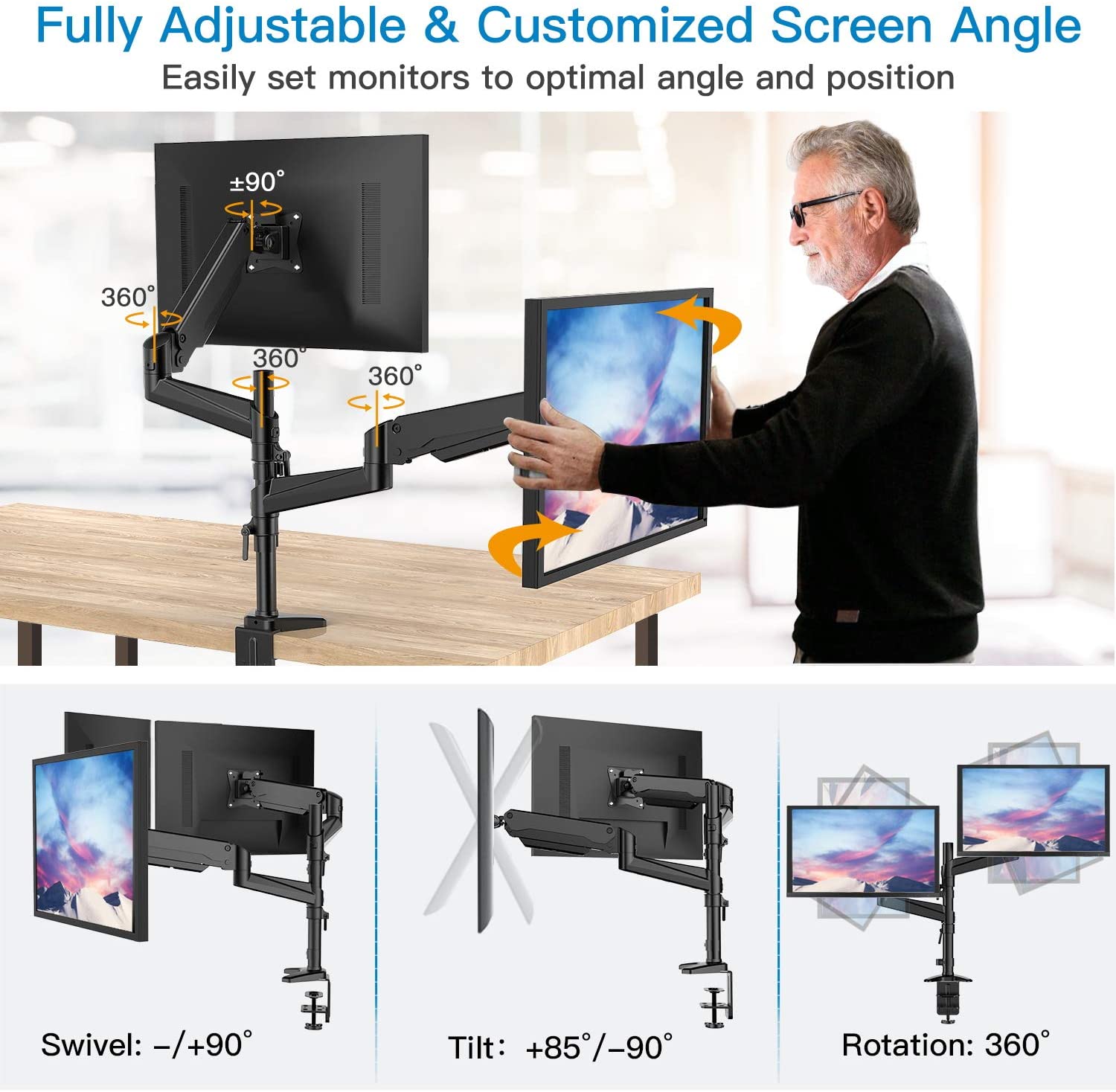HUANUO Dual Monitor Mount Stand 