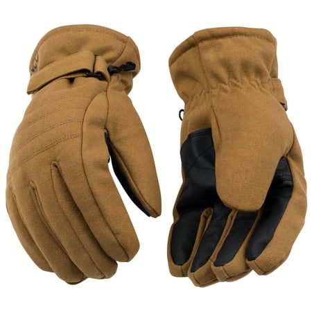 Kinco 1170-S Brown Duck Fabric Waterproof Ski Gloves w/ Heatkeep Thermal Lining Insulation (Size: