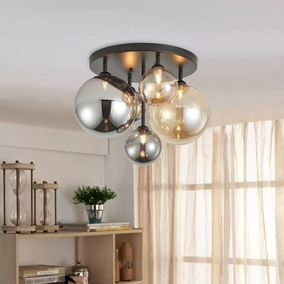 Aiwen 5-Light Bubble Cluster Modern Novelty Ceiling Light for Living Room Dining Room Bedroom Kitchen
