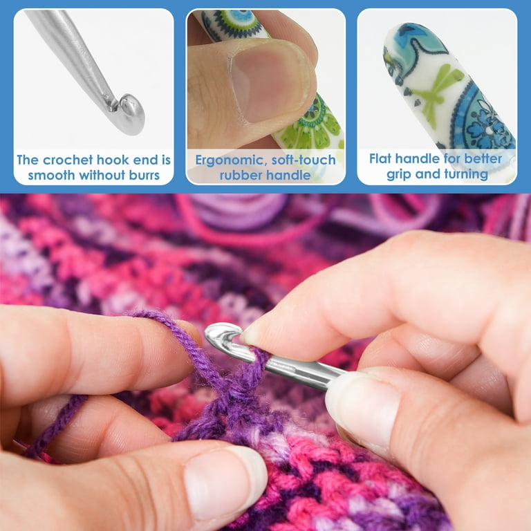 59 Pcs Include 6 Skeins Yarn,Hooks,Needles,Storage Bag Crochet Kit
