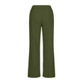 thumbnail image 6 of Lixiuxyad Cargo Pants for Women Women Cotton Linen Pants Summer Wide Leg Casual Loose Drawstring High Waist Palazzo Pants Trousers With Pockets Green, 6 of 6