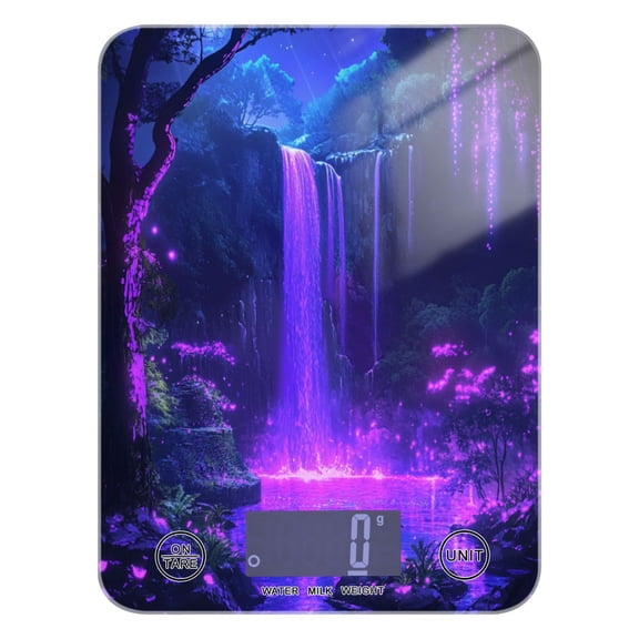 Purple Neon Waterfall Food Scale Digital Kitchen Scale Waterproof Grams Ounces lbs for For Baking and Cooking